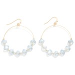 Wholesale glass Crystal Clover Beaded Wire Hoop Drop Earrings L
