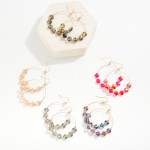 Wholesale glass Crystal Clover Beaded Wire Hoop Drop Earrings L
