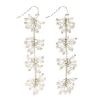 Metal Tone Chain Link Drop Earrings Featuring Linked Pearl Clusters 

- Approximately 3" L