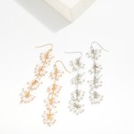 Wholesale metal Chain Link Drop Earrings Linked Pearl Clusters L