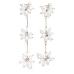 Wholesale linked Pearl Cluster Post Drop Earrings L