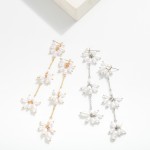 Linked Pearl Cluster Post Drop Earrings 

- Approximately 3.5" L