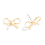 Wholesale dainty Metal Bow Stud Earrings W