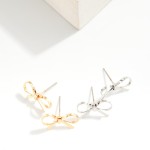 Wholesale dainty Metal Bow Stud Earrings W