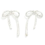 Wholesale dimpled Metal Bow Post Drop Earrings L