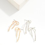 Wholesale dimpled Metal Bow Post Drop Earrings L