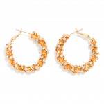 Wholesale rhinestone Metal Ruffle Spiral Hoop Earrings D