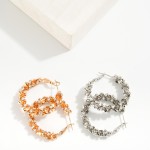 Wholesale rhinestone Metal Ruffle Spiral Hoop Earrings D