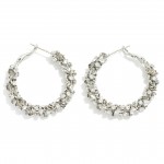Wholesale rhinestone Metal Ruffle Spiral Hoop Earrings D