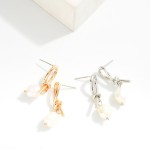 Wholesale knotted Metal Post Drop Earrings Pearl Detail D