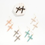Wholesale faceted Bead Cross Drop Earrings Metal Backing L