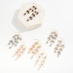 Wholesale faceted Glass Crystal Bead Tassel Drop Earrings L