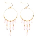Wholesale metal Beaded Wire Hoop Drop Earrings Glass Crystal Square Bead Tassels
