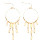 Wholesale metal Beaded Wire Hoop Drop Earrings Glass Crystal Square Bead Tassels