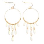 Wholesale metal Beaded Wire Hoop Drop Earrings Glass Crystal Square Bead Tassels