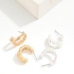 Wholesale stacked Twisted Brushed Metal Hoop Earrings D