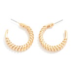 Wholesale stacked Metal Ridges Hoop Earrings D