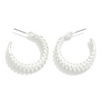 Wholesale stacked Metal Ridges Hoop Earrings D