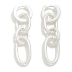 Linked Metal Chain Links Huggie Hoop Earrings

- Approximately 2" L