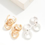 Wholesale linked Studded Hoops Hinged Hoop Earrings L