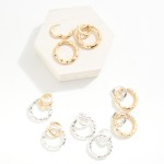 Wholesale linked Hammered Metal Hoop Hinged Hoop Earrings L