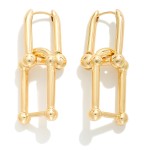 Wholesale linked Metal U Chain Hinged Hoop Earrings L