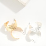 Metal Feather Hoop Earrings

- Approximately 1" D