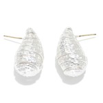 Wholesale dimpled Metal Spiral Teardrop Post Drop Earrings L