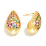 Wholesale rhinestone Pave Teardrop Post Drop Earrings L