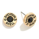 Wholesale gauge Shotgun Shell Stud Earrings Rhinestone Center D