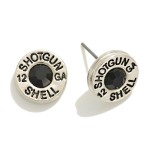 Wholesale gauge Shotgun Shell Stud Earrings Rhinestone Center D
