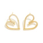 Wholesale gold Dipped Cubic Zirconia Pearl Studded Heart Oversized Stud Earrings