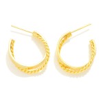Wholesale gold Dipped Interlaced Twisted Rope Hoop Earrings Gold White Gold Dipp