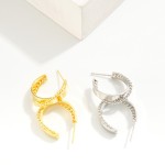Wholesale gold Dipped Interlaced Twisted Rope Hoop Earrings Gold White Gold Dipp