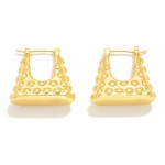 Wholesale gold Dipped Studded Squared Flat Base Hoop Earrings Gold White Gold Di