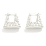 Wholesale gold Dipped Studded Squared Flat Base Hoop Earrings Gold White Gold Di