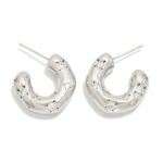 Wholesale gold Dipped Cubic Zirconia Studded Huggie Hoop Earrings Gold White Gol