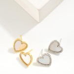 Wholesale pearlescent Gold Dipped Cubic Zirconia Studded Heart Stud Earrings Gol