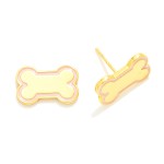 Wholesale gold Dipped Dog Bone Stud Earrings Gold White Gold Dipped Hypoallergen