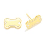 Wholesale gold Dipped Dog Bone Stud Earrings Gold White Gold Dipped Hypoallergen