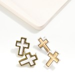 Wholesale two Metal Cross Oversized Stud Earrings L