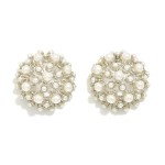 Wholesale pearl Studded Cluster Oversized Stud Earrings D