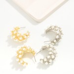 Wholesale silver Gold Dipped Pearl Studded Hoop Earrings Silver Gold Dipped D