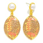 Wholesale rhinestone Studded Football Drop Earrings Pearl Stud Posts L