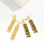 Wholesale rhinestone Studded HOWDY Drop Earrings Pearl Stud Posts L