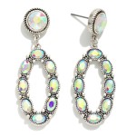 Wholesale iridescent Rhinestone Oval Drop Earrings Rhinestone Stud Posts L