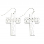 Wholesale linked Hammered Brushed Metal Cross Drop Earrings L