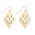 Wholesale linked Hammered Metal Chevron Drop Earrings L