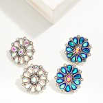 Wholesale western Rhinestone Stud Earrings Silver Tones L