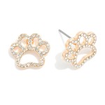 Wholesale rhinestone Studded Hollow Paw Print Stud Earrings L